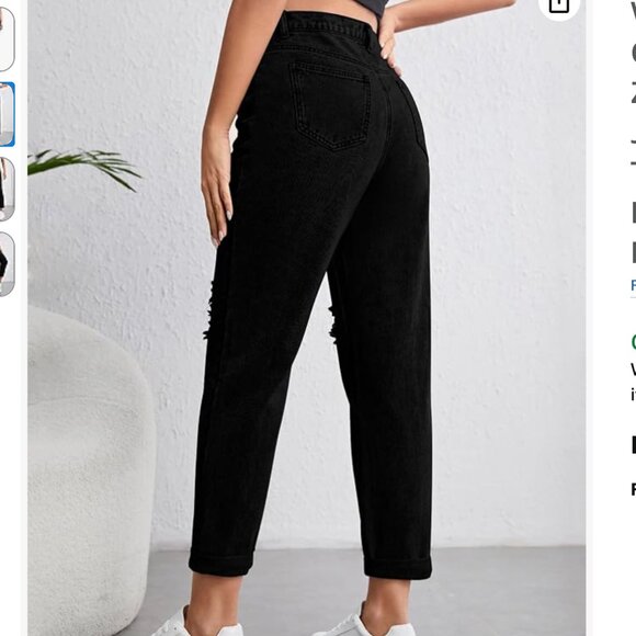 Black Distressed Maternity Jeans Size Large - Picture 2 of 9